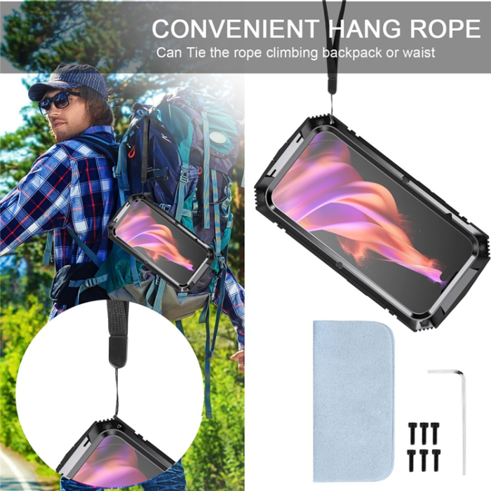 R-JUST - R-JUST iPhone 15 Plus Mobilskal med Härdat Glas - Svart