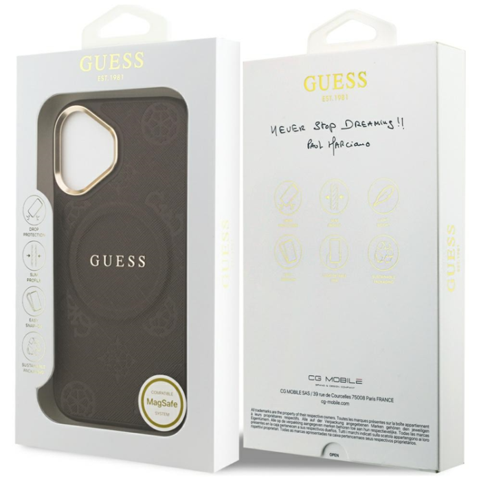 Guess - Guess iPhone 17 Mobilskal Magsafe Peony Hot Stamp - Brun