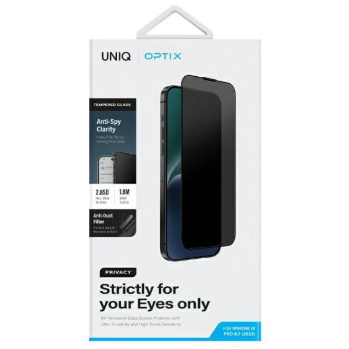UNIQ - UNIQ iPhone 15 Pro Max Härdat Glas Skärmskydd Optix Privacy