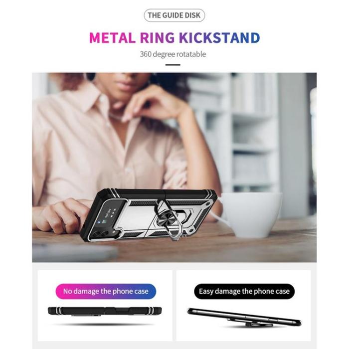 A-One Brand - Galaxy Z Flip 4 Skal Ringhållare Kickstand - Silver