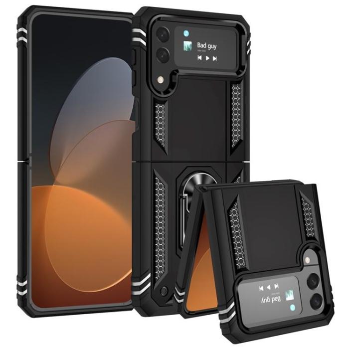 A-One Brand - Galaxy Z Flip 4 Skal Ringhållare Kickstand - Svart