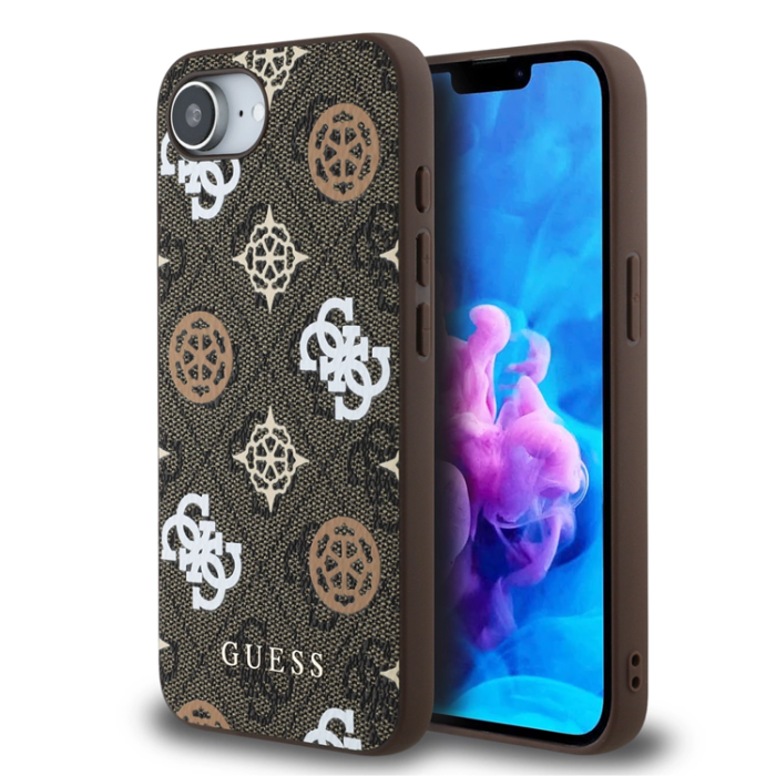Guess - Guess iPhone 16e Mobilskal MagSafe PU 4G Peony - Brun