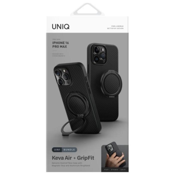 UNIQ - UNIQ iPhone 16 Pro Max Mobilskal MagSafe Keva Air GripFit - Svart