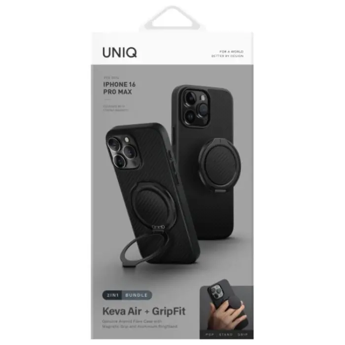 UNIQ - UNIQ iPhone 16 Pro Max Mobilskal MagSafe Keva Air GripFit - Svart