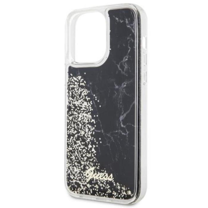 Guess - Guess iPhone 14 Pro Max Mobilskal Liquid Glitter Marble - Svart