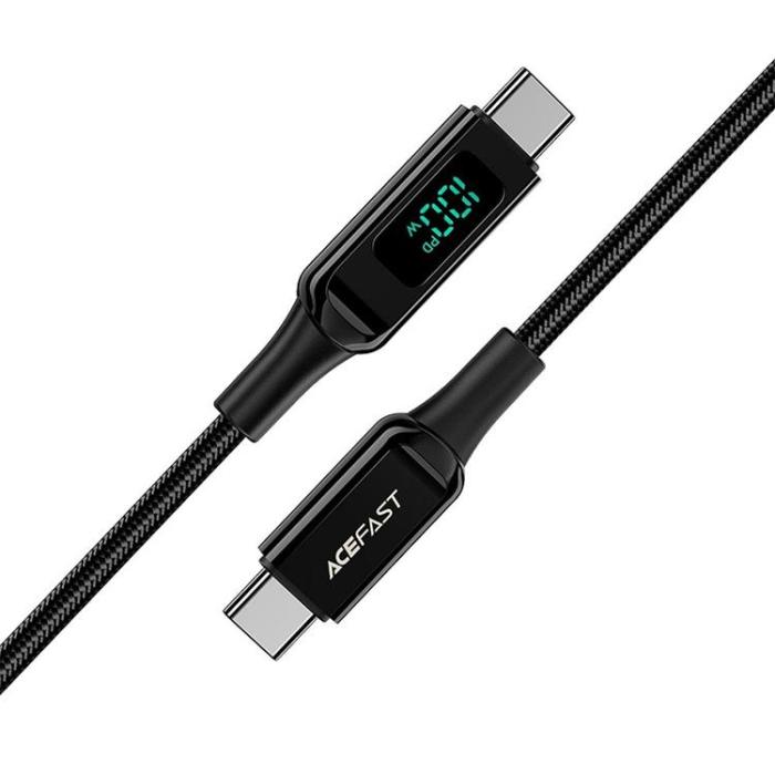 Acefast - Acefast LCD USB-C till USB-C kabel 100W 2m - Svart