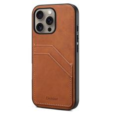 DENIOR - DENIOR Mobilskal till iPhone 16 Pro PU L&auml;der + TPU + PC - Brun
