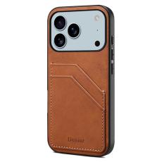DENIOR - DENIOR Mobilskal till iPhone 17 Pro PU L&auml;der + TPU + PC - Brun