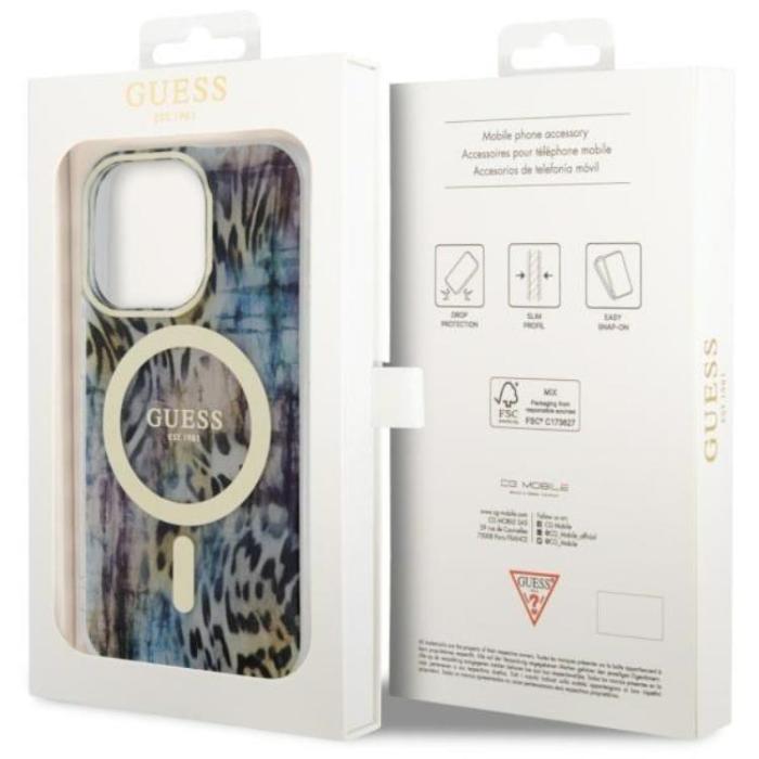 Guess - Guess iPhone 14 Pro Max Mobilskal MagSafe Leopard - Blå