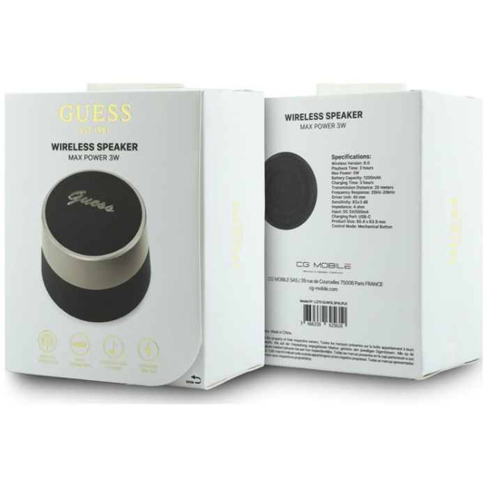 Guess - Guess Bluetooth Högtalare Script Metal Logo 5W - Svart