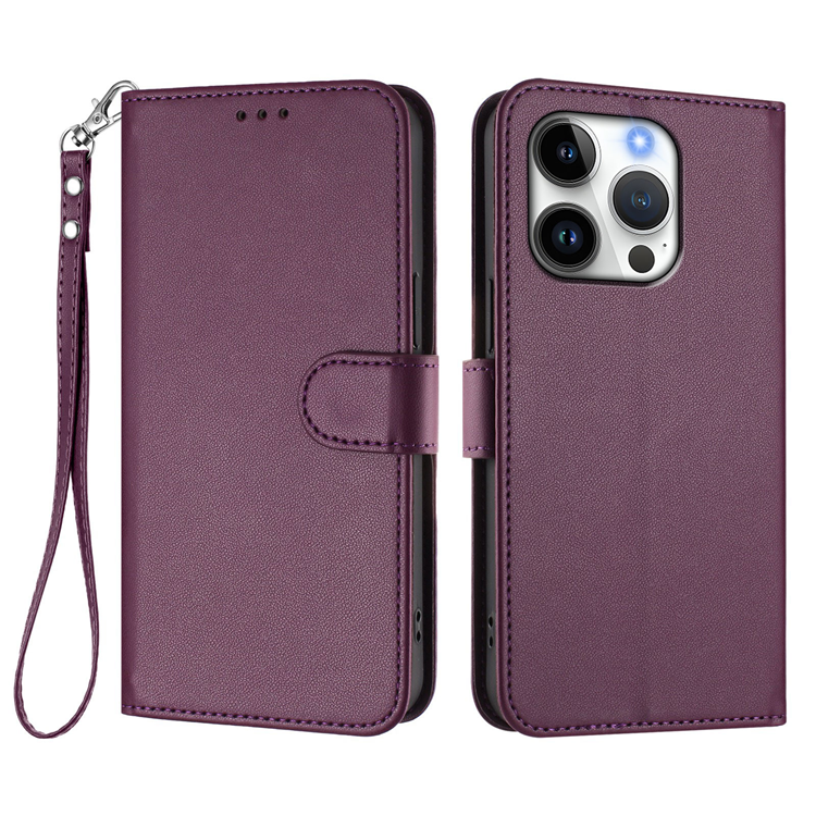 iPhone 16 Pro Max Plånboksfodral Läder med Handledsrem - Lila | 2353 | AlltMobil