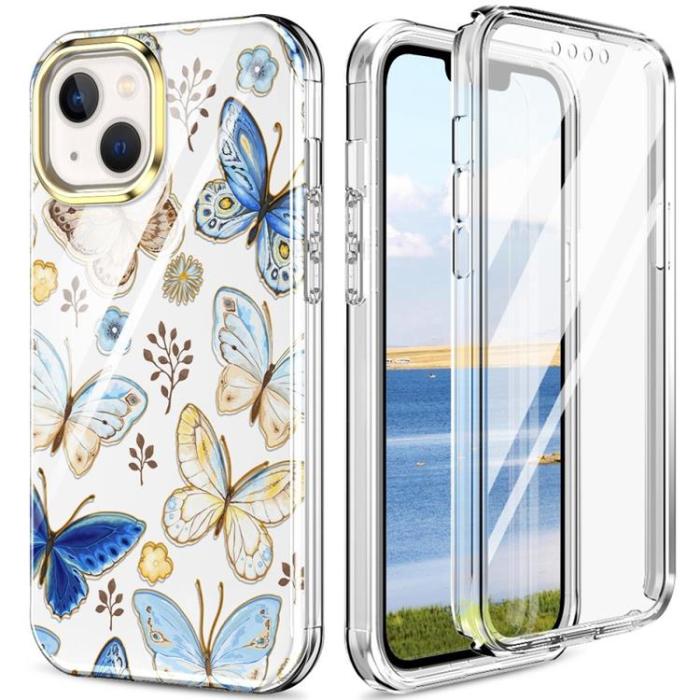 OEM - iPhone 14 Plus Skal 360 Butterfly - Blå