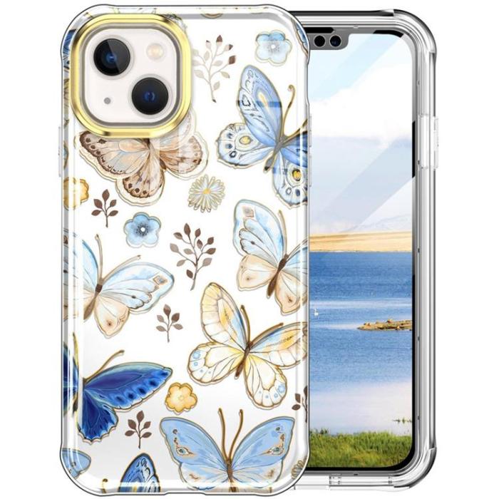 OEM - iPhone 14 Plus Skal 360 Butterfly - Blå