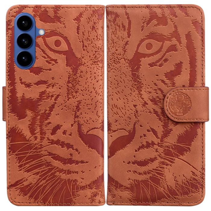 OEM - Samsung Galaxy S26 / S26 Pro Plånboksfodral Konstläder Tigertryck - Brun