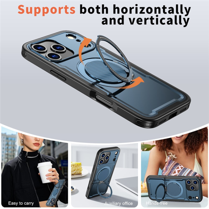 A-One Brand - iPhone 17 Pro Max Mobilskal MagSafe TPU+PC Kickstand - Blå