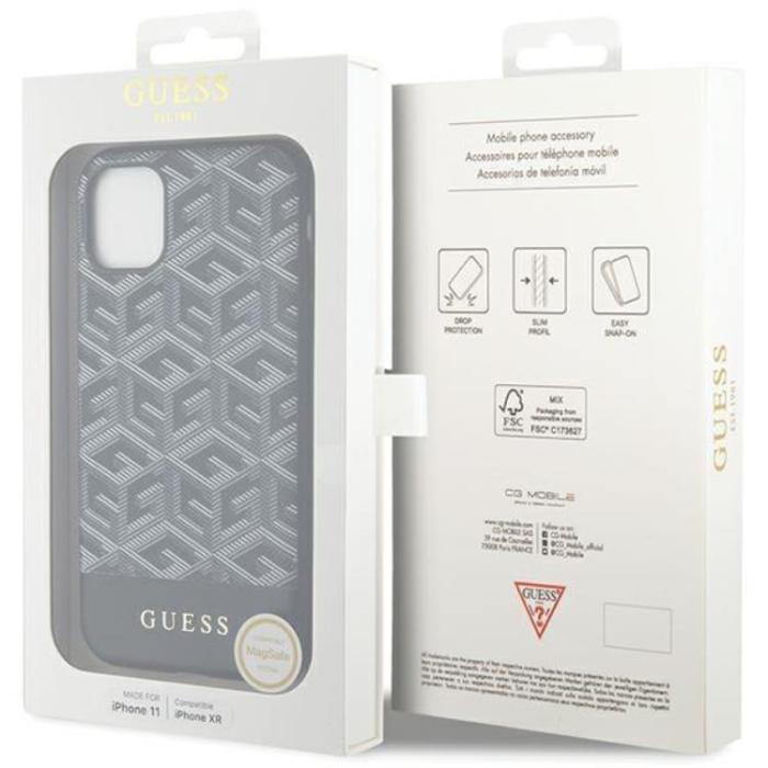 Guess - Guess iPhone 11/XR Mobilskal Magsafe Cube Stripes - Svart