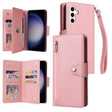 OEM - Pl&aring;nboksfodral f&ouml;r Samsung Galaxy S26 Konstl&auml;der med dragkedja - Ros&eacute;guld