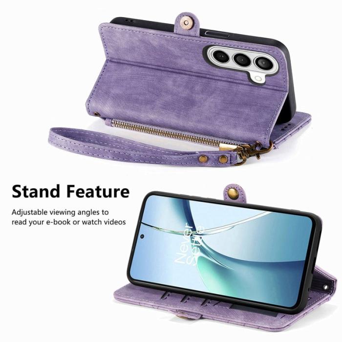 OEM - Plånboksfodral för Samsung Galaxy S26 Konstläder med dragkedja - Lila