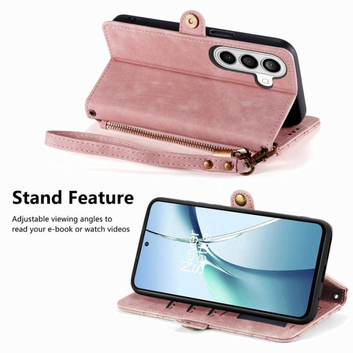 OEM - Plånboksfodral för Samsung Galaxy S26 Konstläder med dragkedja - Rosa