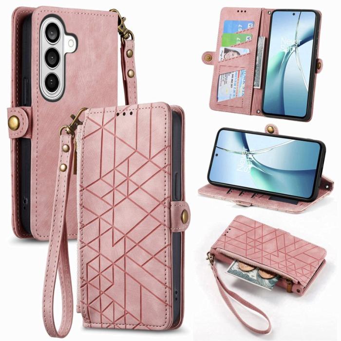 OEM - Plånboksfodral för Samsung Galaxy S26 Konstläder med dragkedja - Rosa