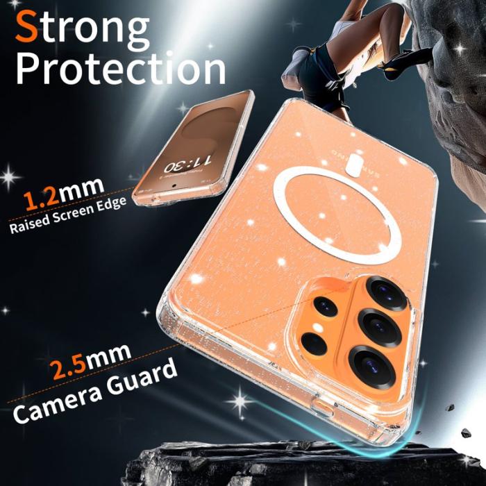 OEM - Mobilskal för Samsung Galaxy S26 Ultra Magnetiskt Glitter TPU PC - Transparent