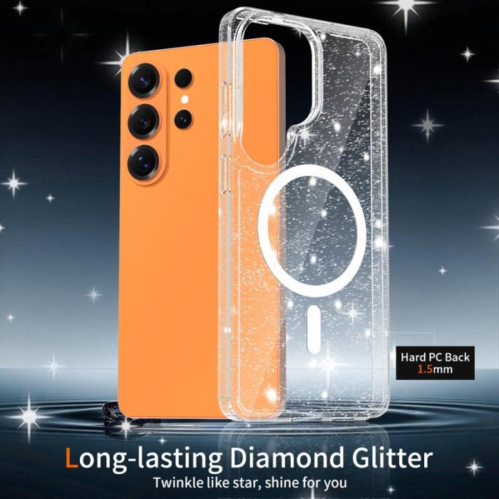 OEM - Mobilskal för Samsung Galaxy S26 Ultra Magnetiskt Glitter TPU PC - Transparent