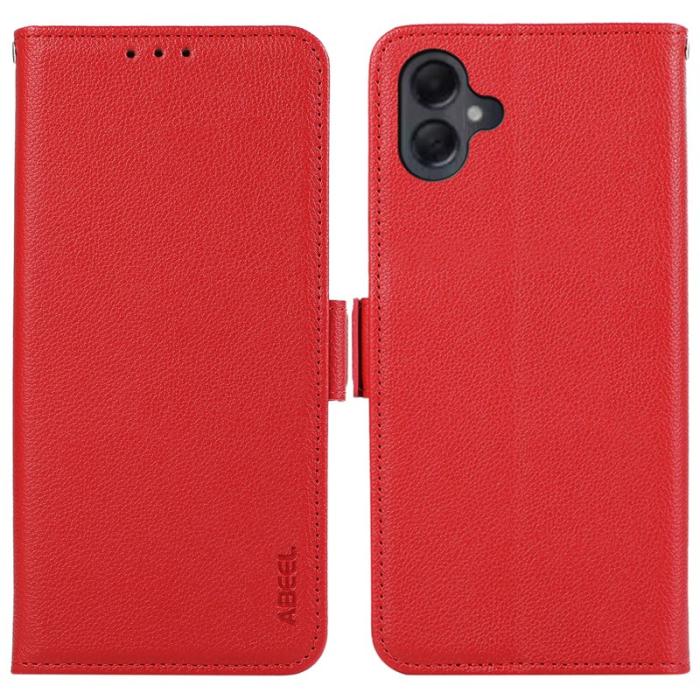 ABEEL - ABEEL Mobilskal till Samsung Galaxy A06 4G Litchi Textur Röd