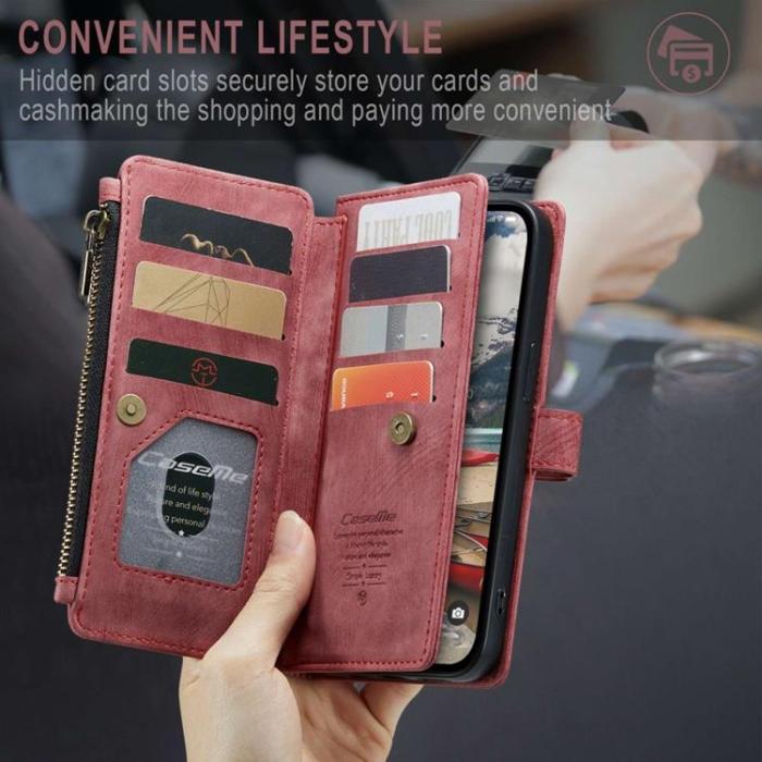 Caseme - CASEME iPhone 14 Pro Plånboksfodral C30 Zipper - Röd
