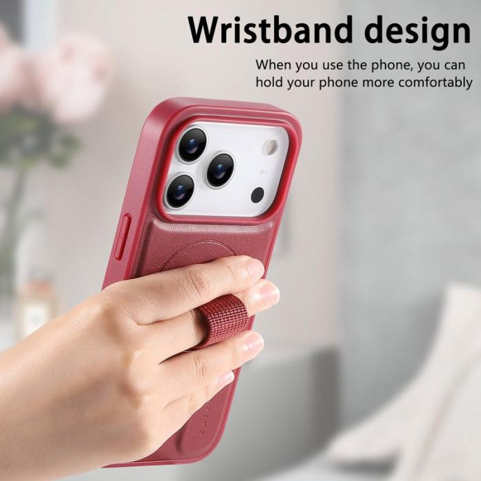 CASENEO - CASENEO iPhone 17 Pro Fodral Magnetiskt KonstLäder - Röd