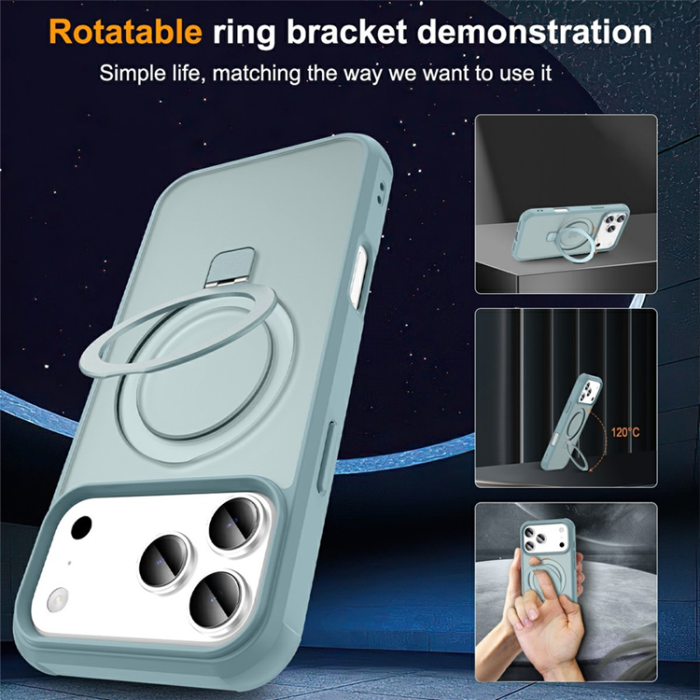 A-One Brand - iPhone 17 Pro Mobilskal MagSafe TPU+PC Kickstand - Sjöblå
