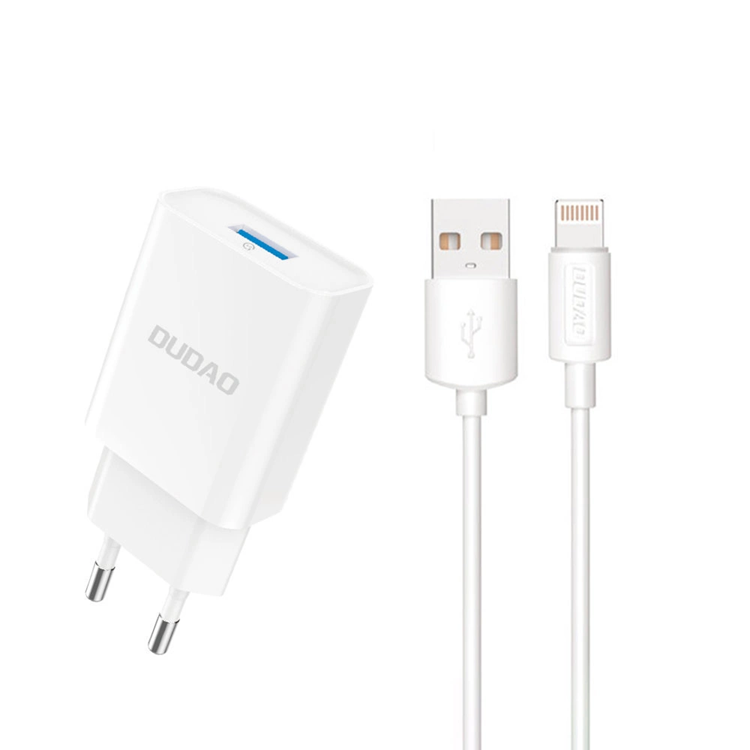 Dudao Väggladdare USB-A Med Lightning Kabel - Vit | 505295 | AlltMobil