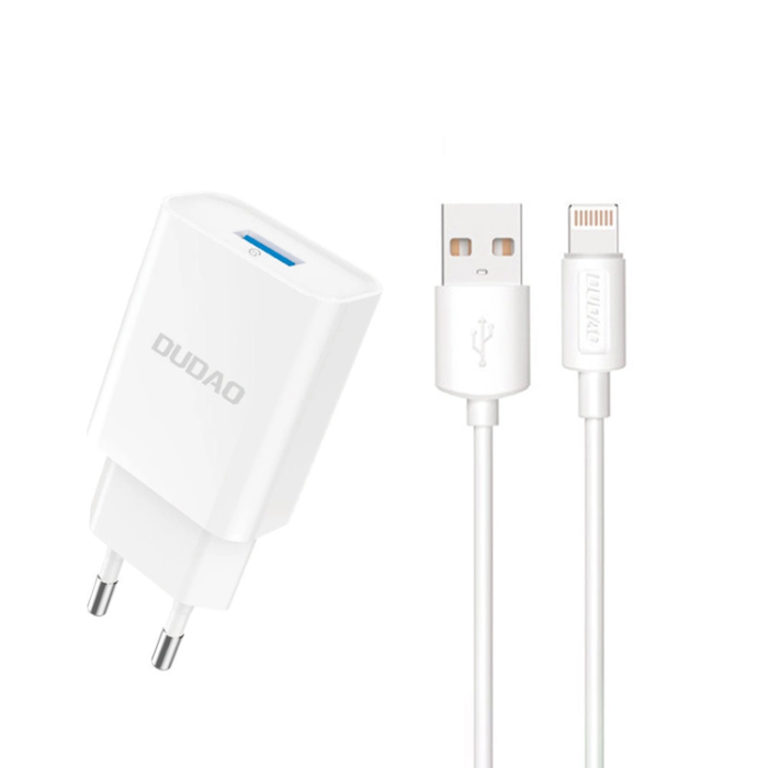 Dudao - Dudao Väggladdare USB-A Med Lightning Kabel - Vit
