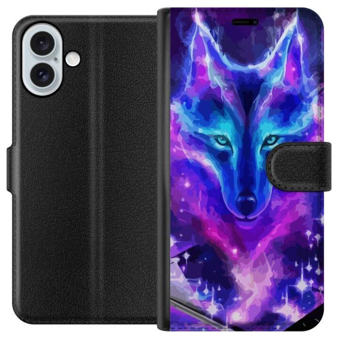 iSecrets - Plånboksfodral till Apple iPhone 16 Plus med Neon Varg