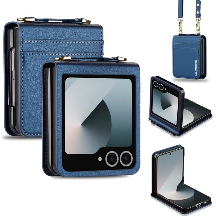 LC.imeeke - LC.IMEEKE L1 Series Samsung Galaxy Z Flip7 Fodral KonstLäder - Blå