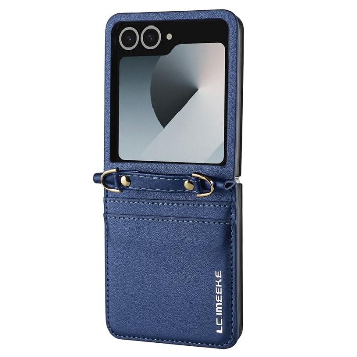 LC.imeeke - LC.IMEEKE L1 Series Samsung Galaxy Z Flip7 Fodral KonstLäder - Blå