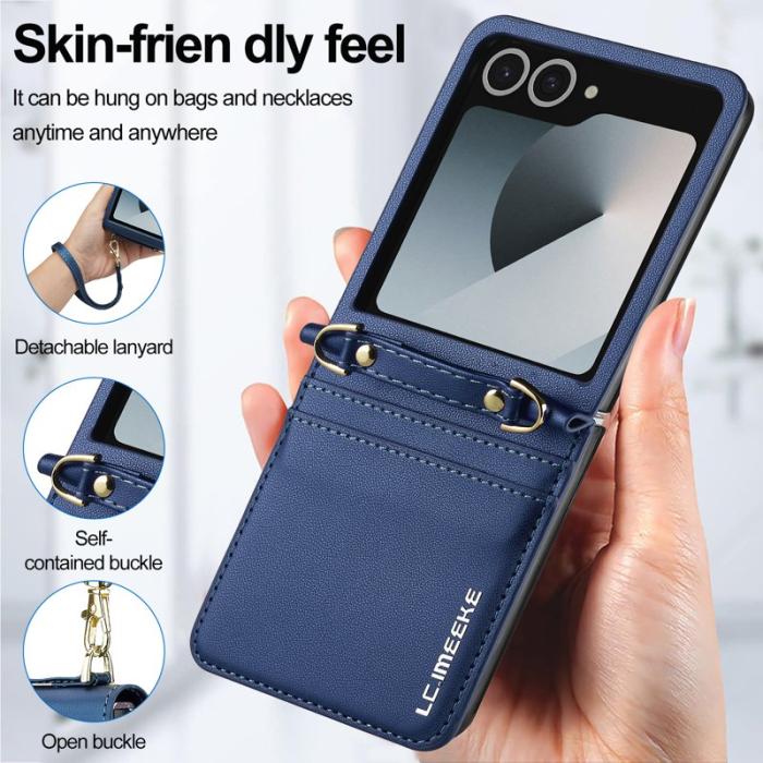 LC.imeeke - LC.IMEEKE L1 Series Samsung Galaxy Z Flip7 Fodral KonstLäder - Blå
