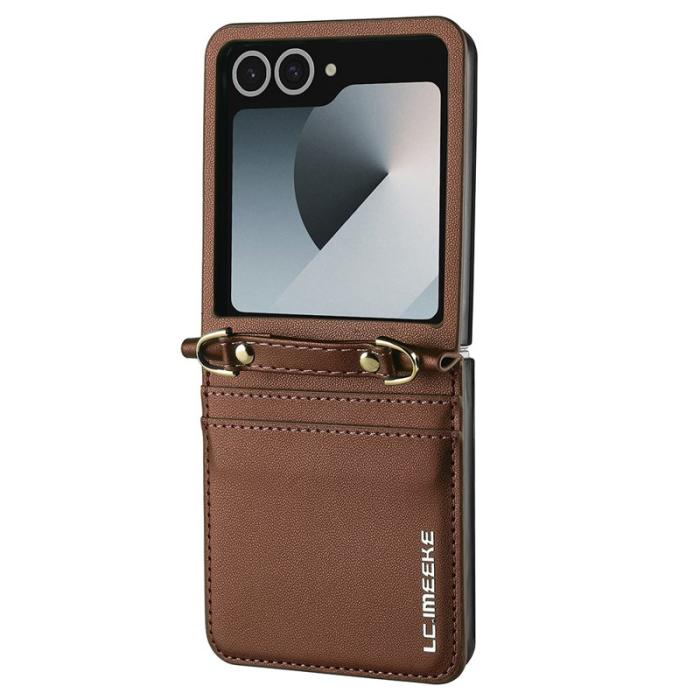 LC.imeeke - LC.IMEEKE L1 Series Samsung Galaxy Z Flip7 Fodral KonstLäder - Brun
