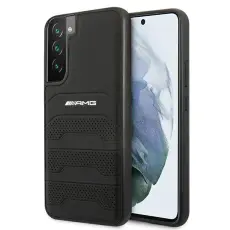 Mercedes - Mercedes &Auml;kta L&auml;der Debossed Skal Galaxy S22 Plus - Svart