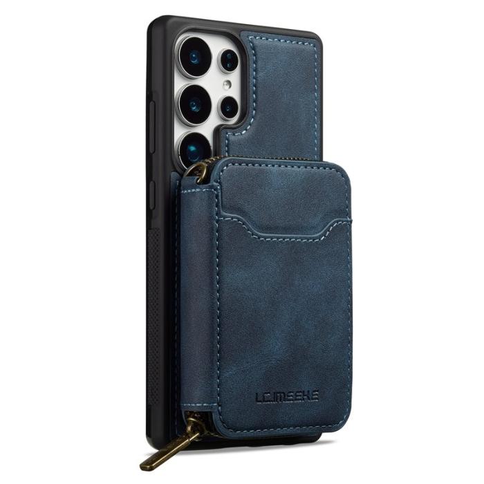 LC.imeeke - LC.IMEEKE L6 Samsung Galaxy S25 Ultra Plånboksfodral Konstläder - Blå
