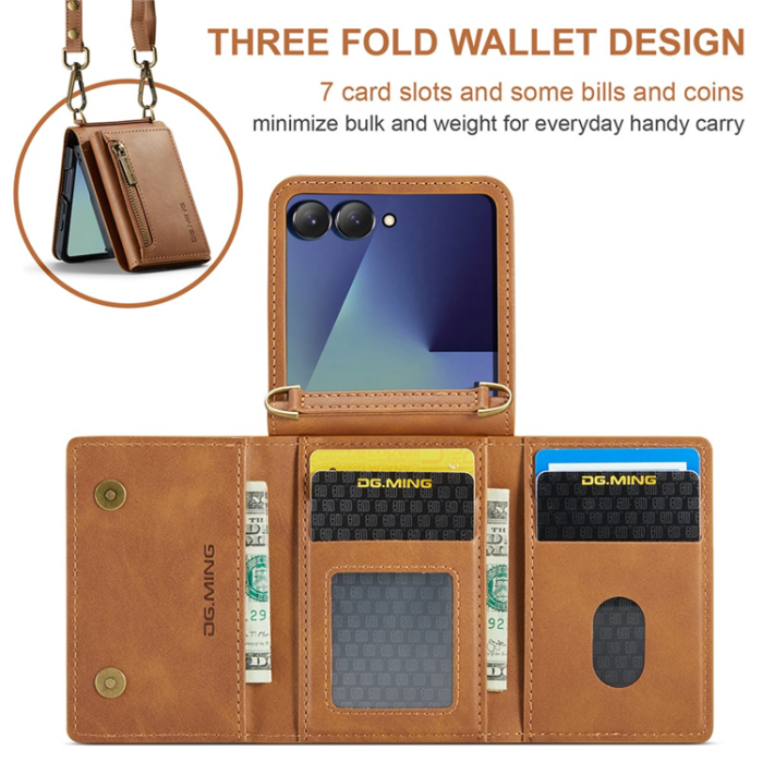 DG.MING - DG.MING Galaxy Z Flip 7 Mobilskal RFID Blocking M5 - Brun