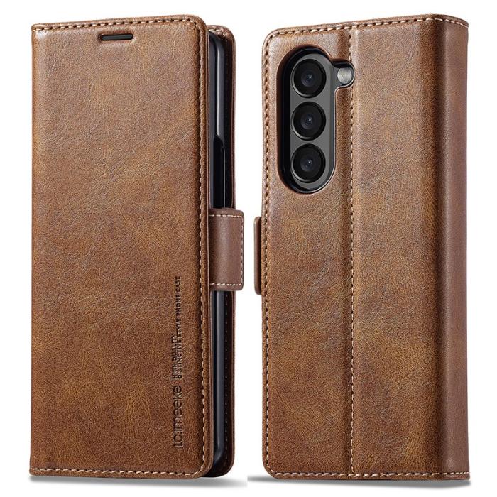 LC.imeeke - LC.IMEEKE Samsung Galaxy Z Fold5 Plånboksfodral Konstläder - Brun