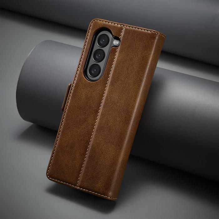 LC.imeeke - LC.IMEEKE Samsung Galaxy Z Fold5 Plånboksfodral Konstläder - Brun