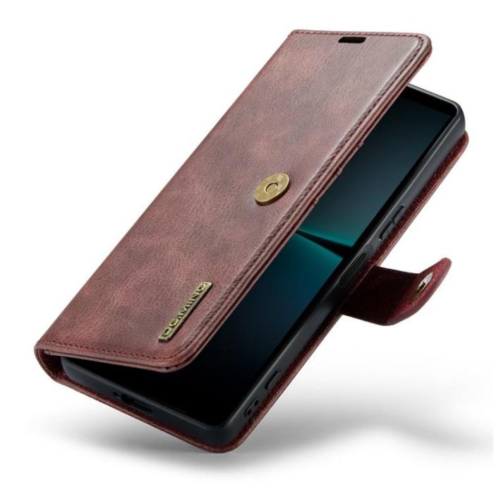 DG.MING - DG.MING Sony Xperia 1 V Plånboksfodral Äkta Läder 2in1 - Röd