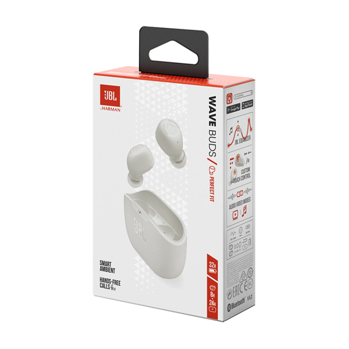 JBL - JBL In-Ear Hörlurar Trådlösa Wave Buds - Vit
