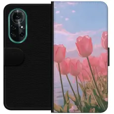 Gustaf - Pl&aring;nboksfodral till Huawei nova 8 Pro med Rosa Tulpaner