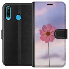 Gustaf - Pl&aring;nboksfodral till Huawei P30 lite med Rosa blomma