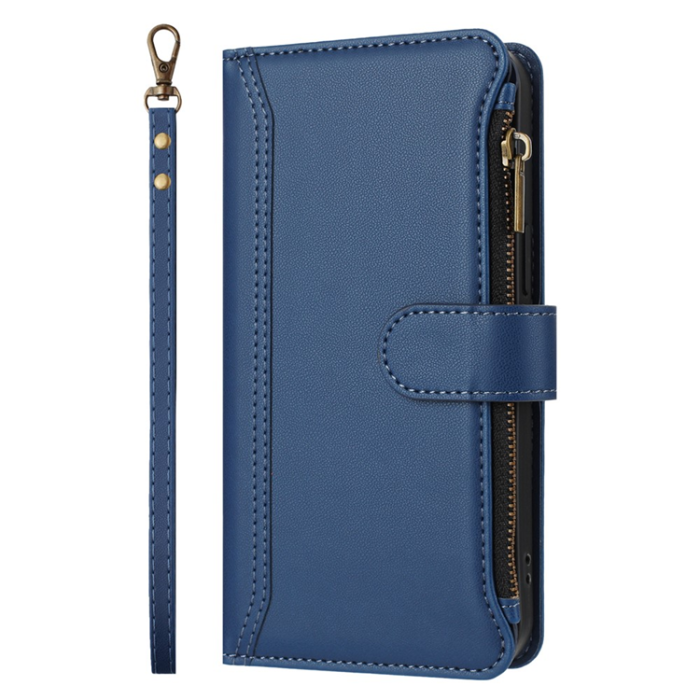 A-One Brand - iPhone 17 Pro Plånboksfodral Zipper Med Rem - Blå