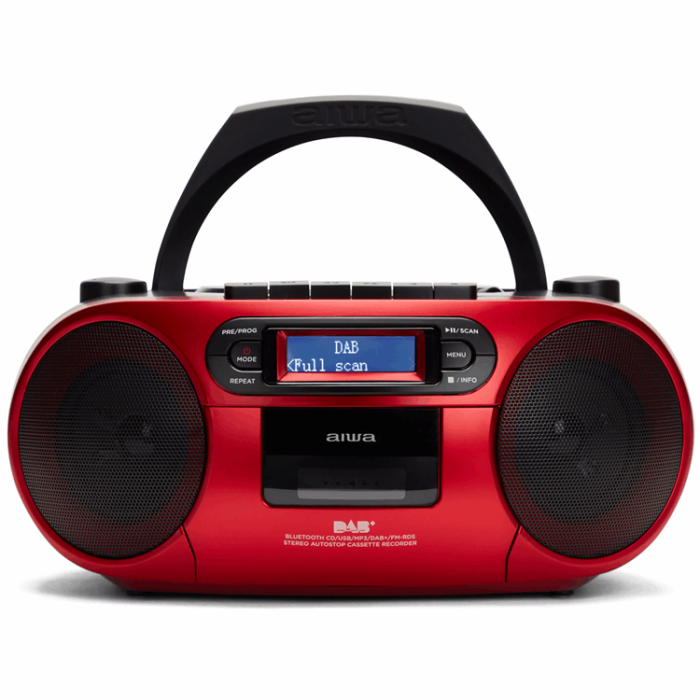 AIWA - AIWA Radio med CD-Spelare, Kassettband och Bluetooth - Röd