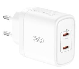 XO - XO Väggladdare 2x USB-C 50W PD - Vit