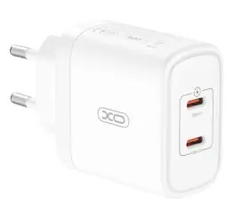XO - XO Väggladdare 2x USB-C 50W PD - Vit